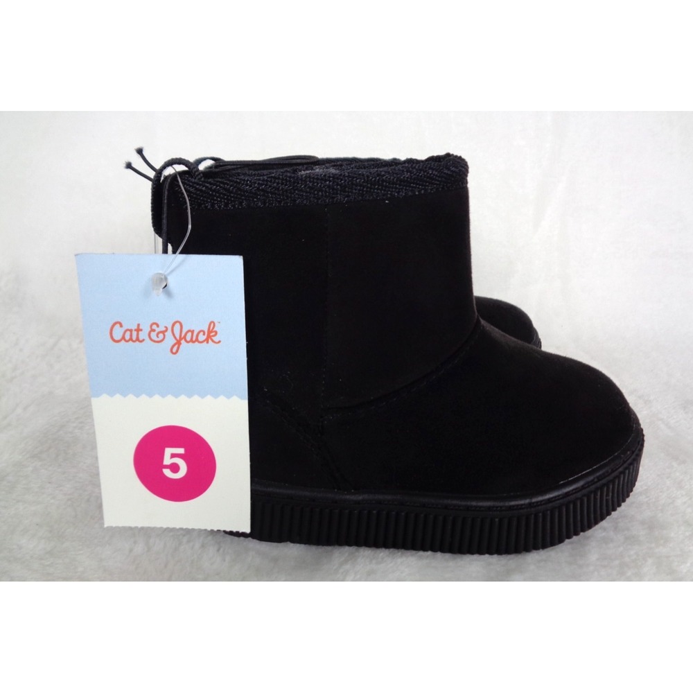 Cat & Jack Toddler Girls Arlo Faux Suede Ankle Booties Black Size 5 New With Tag